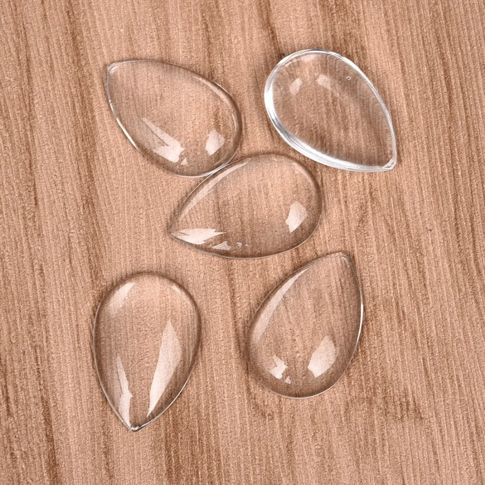 18x25mm Transparent Glass Drop Cabochons Clear Flat Back (6)