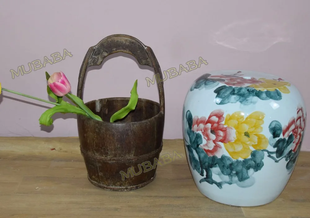 Antiguidades de arroz e água balde para modern home decorações