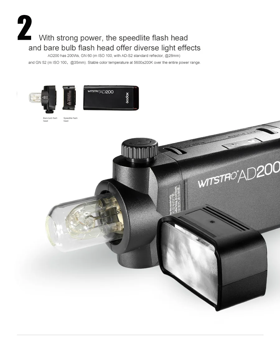 Godox AD200 200Ws 2,4G ttl стробоскоп 1/8000 HSS беспроводной монолайт с батареей 2900mAh Lithimu 500 полная мощность