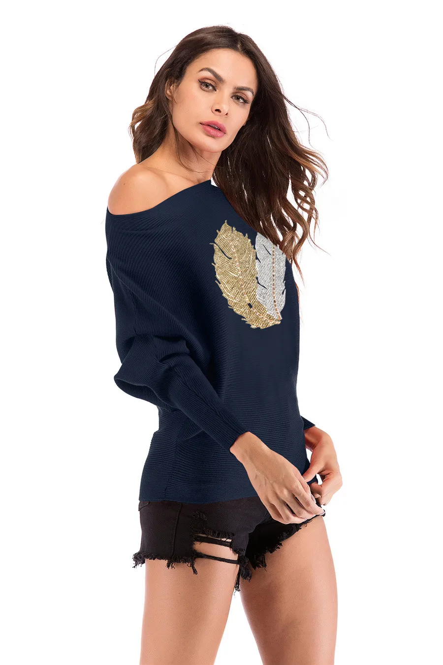 Gladiolus 2018 Autumn Winter Sweater Women Long Sleeve Rhinestone Pattern Slim Knitted Christmas Sweater Women Jumpers Pullover (79)