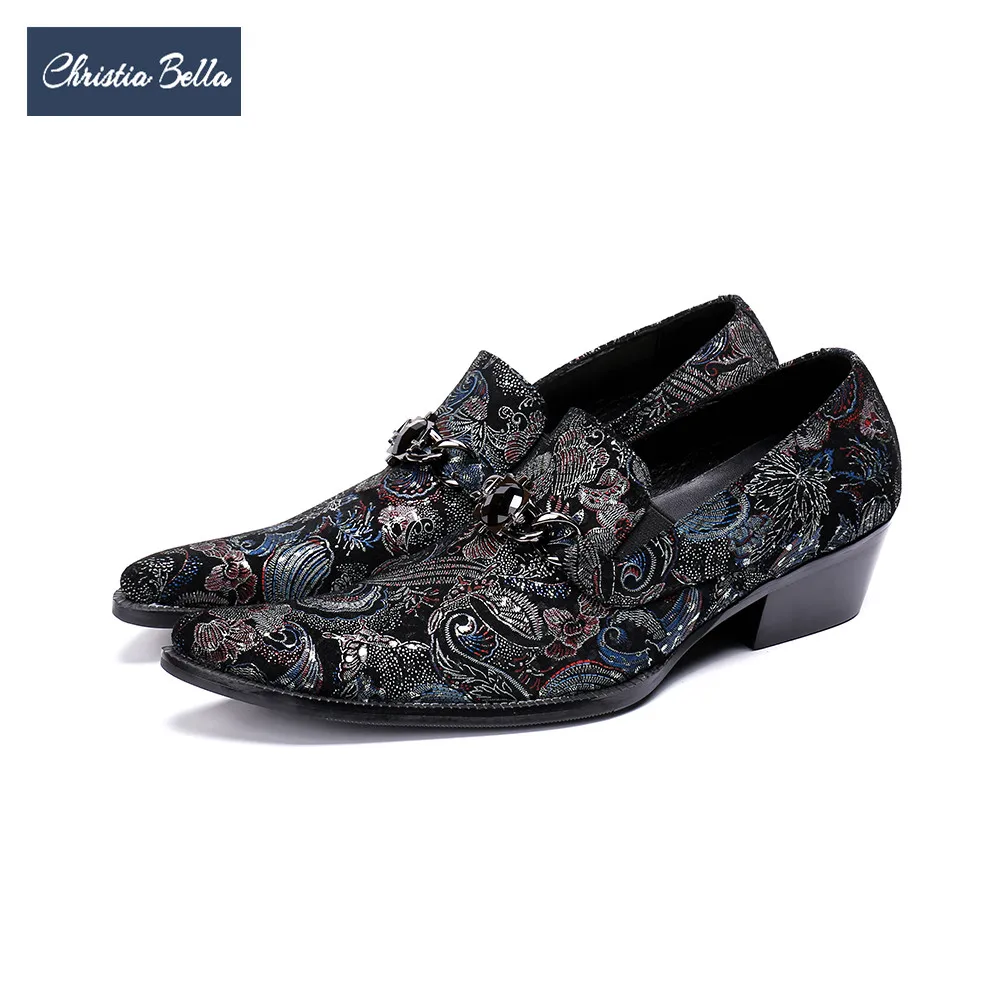 Christia Bella British Style Floral Men Dress Shoes Suede Leather