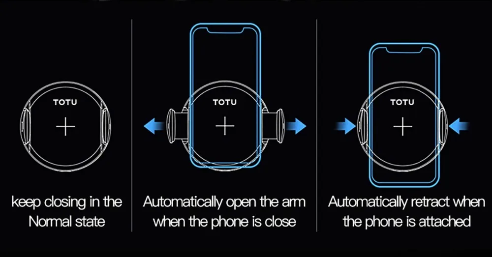 TOTU Qi Беспроводное Автомобильное зарядное устройство держатель мобильного телефона для iPhone samsung автоматический держатель телефона Подставка Быстрая зарядка для Xiaomi huawei