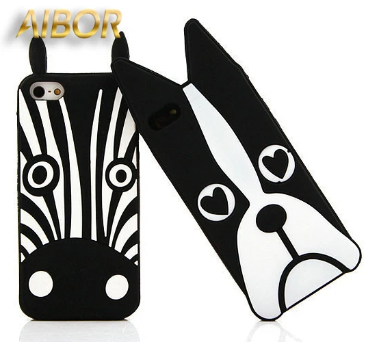 New Cute Cartoon Animal Design Cover 3D Dog 3D Zebra Soft Silicone Phone Cases For iPhone 4 4S 5 5S 5 SE/iPhone 6 6S 7 7S 8 Plus
