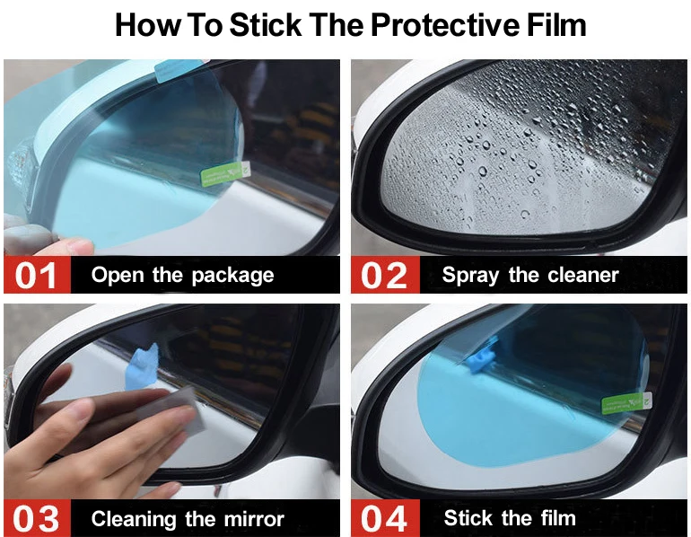 2Pcs Car Rear Mirror Protective Film Rainproof Anti Fog Anti Glare Auto Anti Mist Window Film Rearview Mirror Clear Foil-11