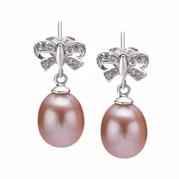 

elegant pair of10-11mm south sea lavender baroque pearl earring 925silver