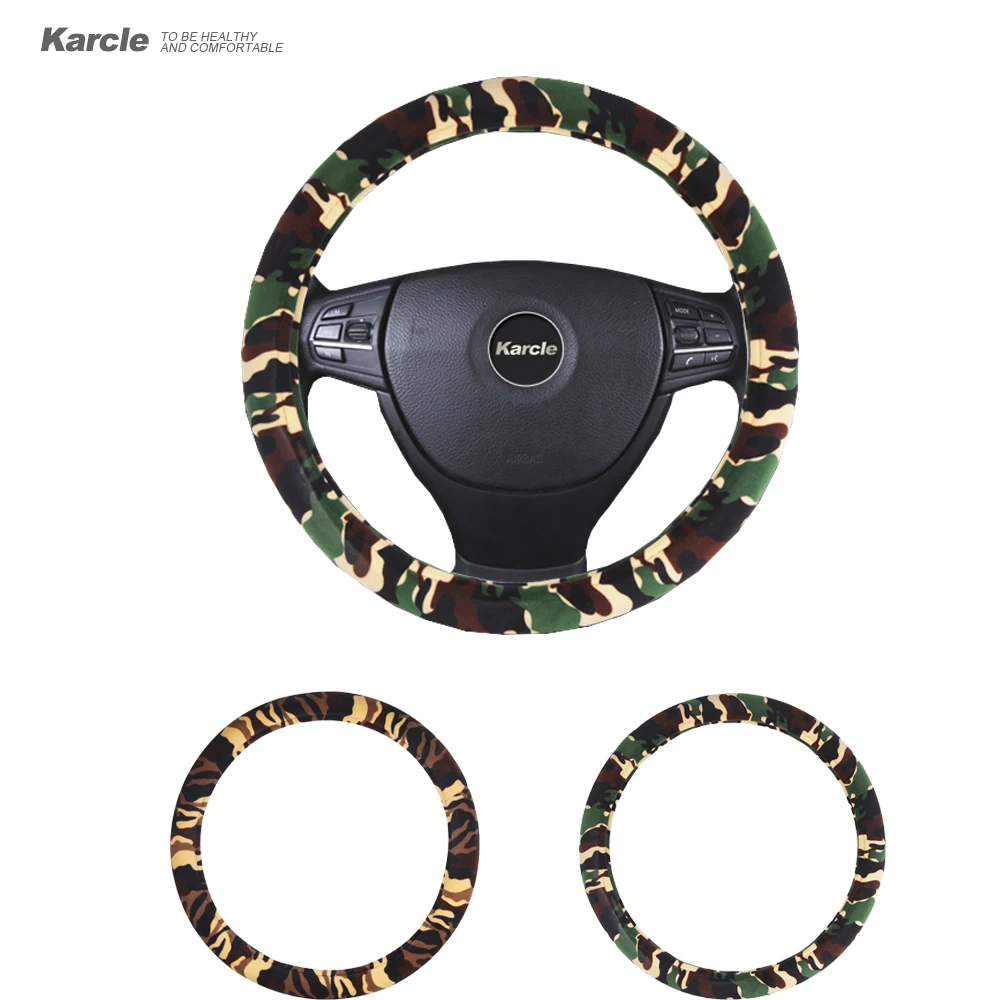 Karcle 38CM 40CM Steering Wheel Covers Thicken Velvet Camouflage Color