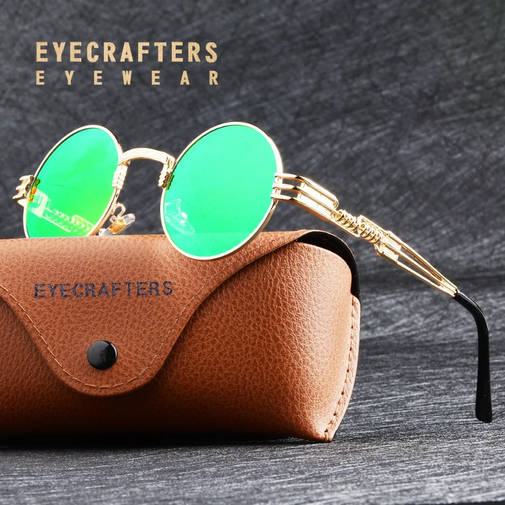 Men CLASSIC RETRO HIP HOP Style SUN GLASSES Round Gold Tortoise Frame Brown Lens