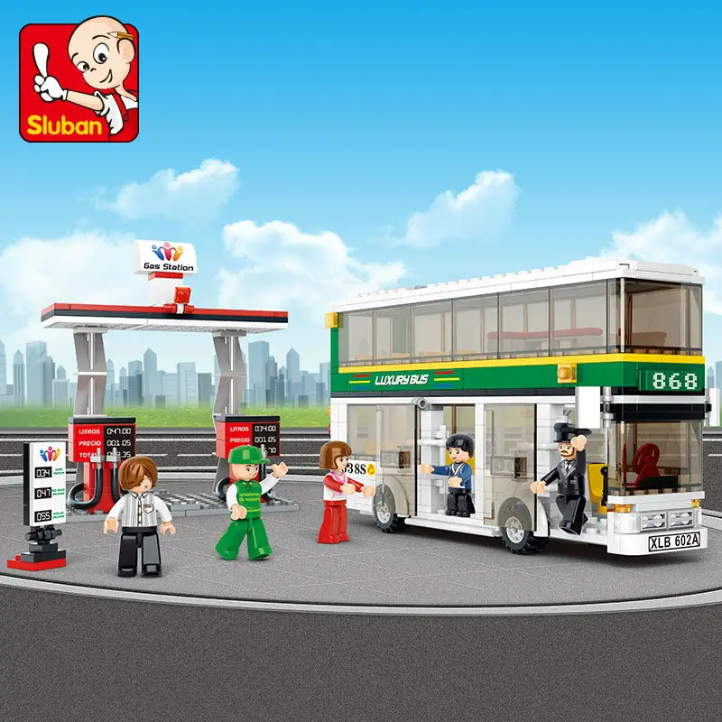 

Sluban 0331 city buses compatible with lego Double Deck School City Bus building blocks DIY toys educational toys for children