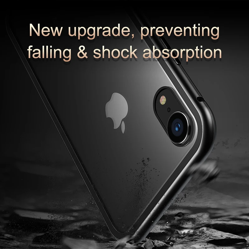 Baseus Магнитный адсорбционный чехол для телефона для iPhone XS Max Xr Coque роскошное закаленное стекло с магнитом задняя крышка для iPhone Xsmax Coque