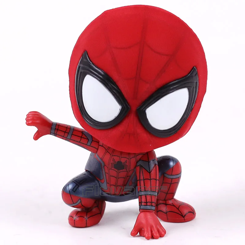 Горячие игрушки Cosbaby Marvel Человек-паук возвращение домой Человек-паук Q версия мини ПВХ Фигурки игрушки автомобиль украшение дома кукла 5 стилей