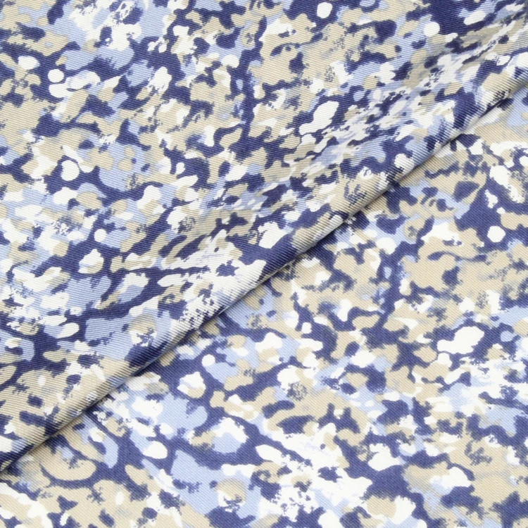 Мини абстрактный синий Леопардовый принт шелк и хлопок смешанная ткань 15 momme, SCT531