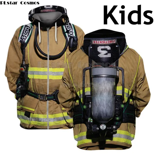 Kids Zip Hoodie Одинаковые комплекты для семьи детская одежда для мамы и ребенка костюм пожарного толстовки с 3D-принтом толстовки для сына и дочки - Цвет: Kids Zip Hoodie