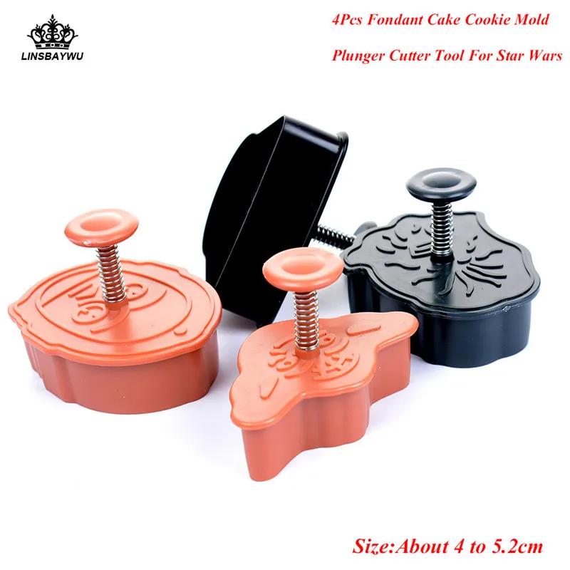 

4Pcs/Set Durable Character Plunger Cutter Mold Fondant Decorating Pastry Cake Cookie Mold For Star Wars Drop Shipping