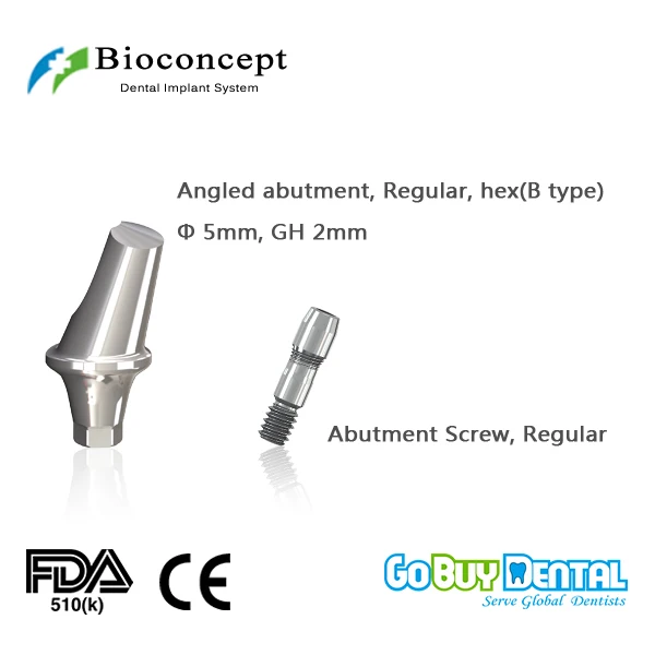 Osstem TSIII и Hiossen ETIII Совместимость Hex регулярные угловой абатмент D5.0mm, десен высота 2 мм, угловой 17 тип B (333080)