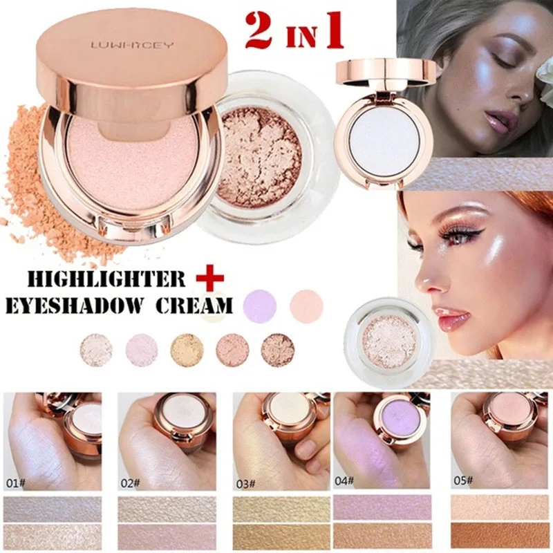 

Double Color Illuminator Highlighter Palette Facial Bronzers Makeup Glow Kit Face Contour Shimmer Powder Body Base Highlighter