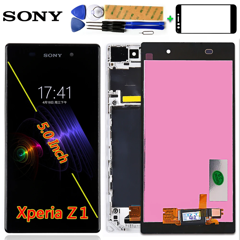 

Sony Xperia Z1 L39 L39H C6902 C6903 5.0 inch 1920*1080 LCD Display Touch screen Digitizer Assembly Frame with Free Tools