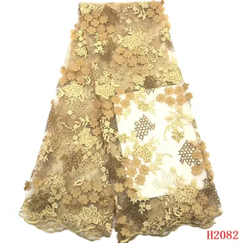 

2019 High quality african french 3d lace fabric Stones Embroidered French Lace Fabric for party dresses Pink HJ2082-1