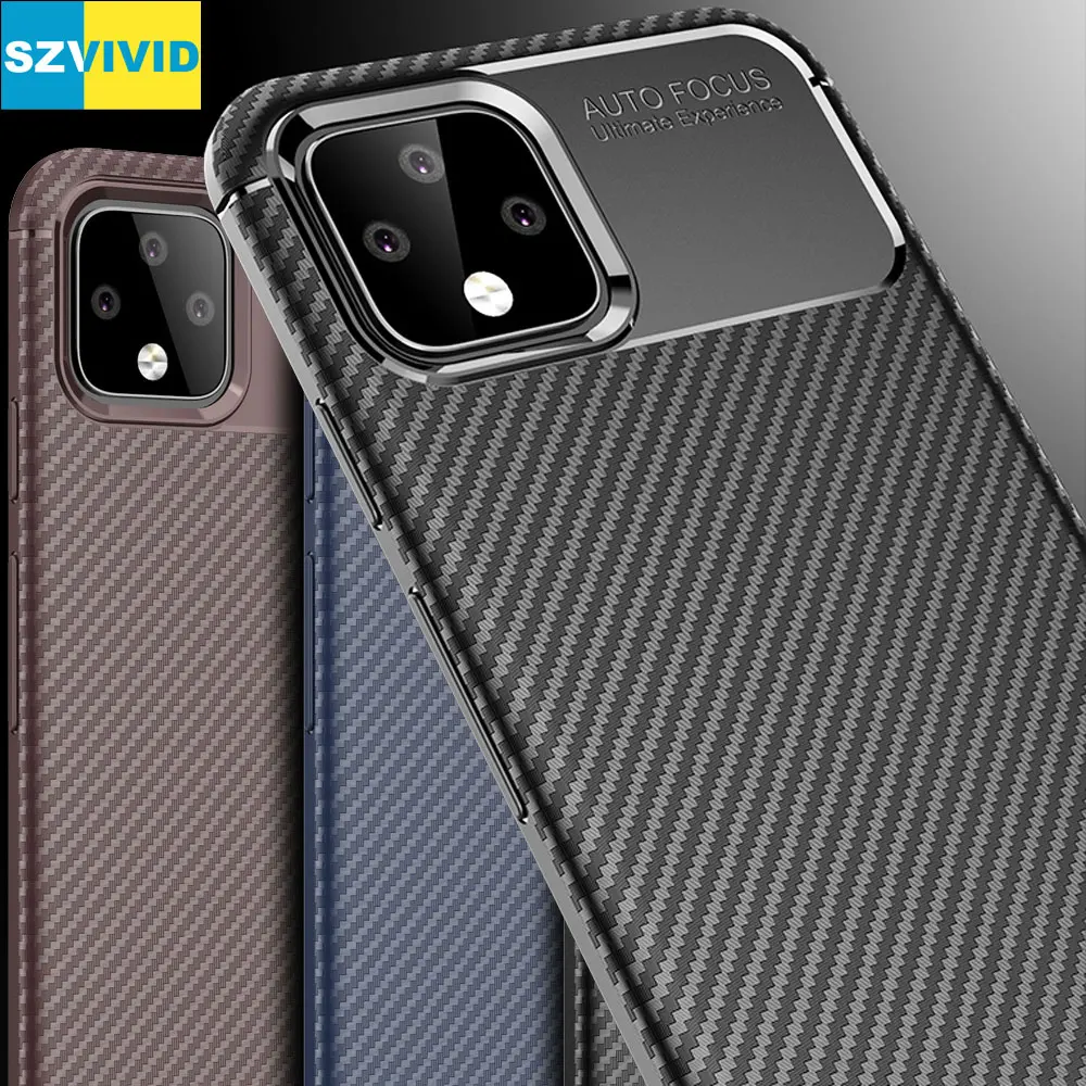 

Carbon Fiber Case For Google Pixel 4 XL TPU Silicone Protector fibre fabric Cover