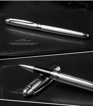 

1pcs/lot High quality Fountain Pen 10 Brand Silver Stationery Office school supplies Clip 0.7mm Gifts For Men 13.8*1.0cm