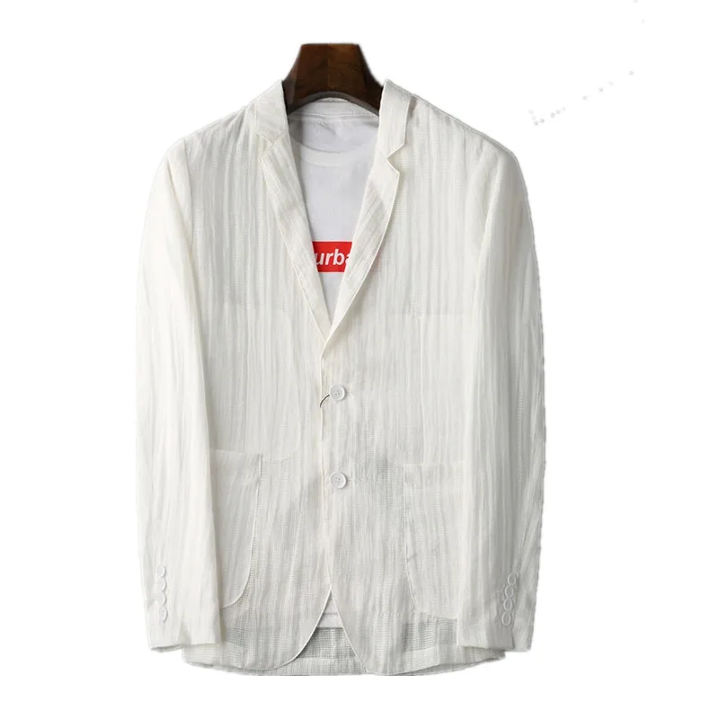 

M~3XL!!! Spring and Summer Men's Luxury brand Breathable Flax Thin Business Leisure plus size Suit Coat