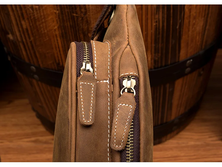 Woosir Vintage Mens Sling Pack Crazy Horse Leather