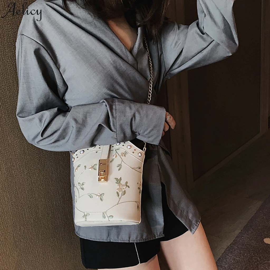 Aelicy Floral Embroidered Shoulder Bag Small Ladies Chain Messenger BagsFemale Versatile Bags Women | Багаж и сумки