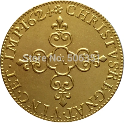 Франция Людовик XIII монета 1620-1643 различная Дата 24 монеты КОПИЯ - Цвет: 1624