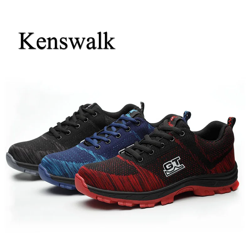 

Kenswalk Fashion Breathable Steel Toe Cap Safety Shoes Anti-Smashing Puncture Proof Durable Protective Footwear Men Work Boots