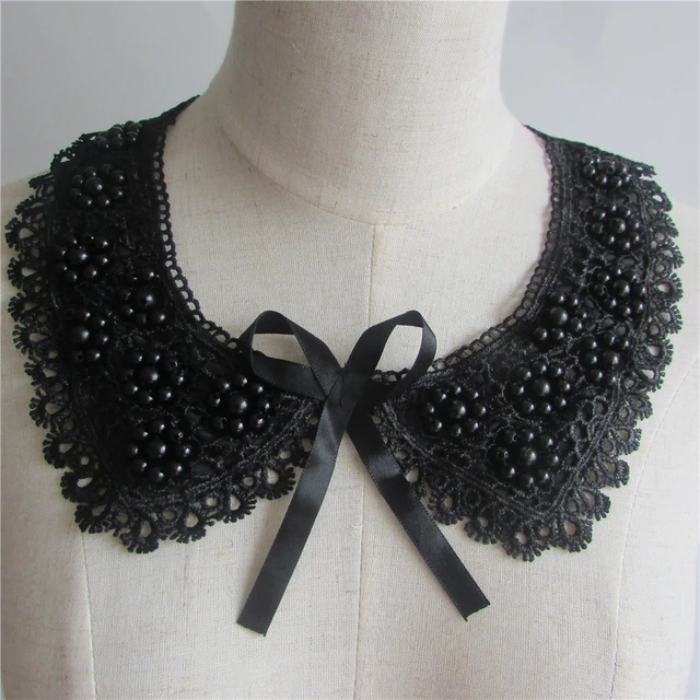 Fashion style Embroidery Black Applique Lace Collar Sewing Lace