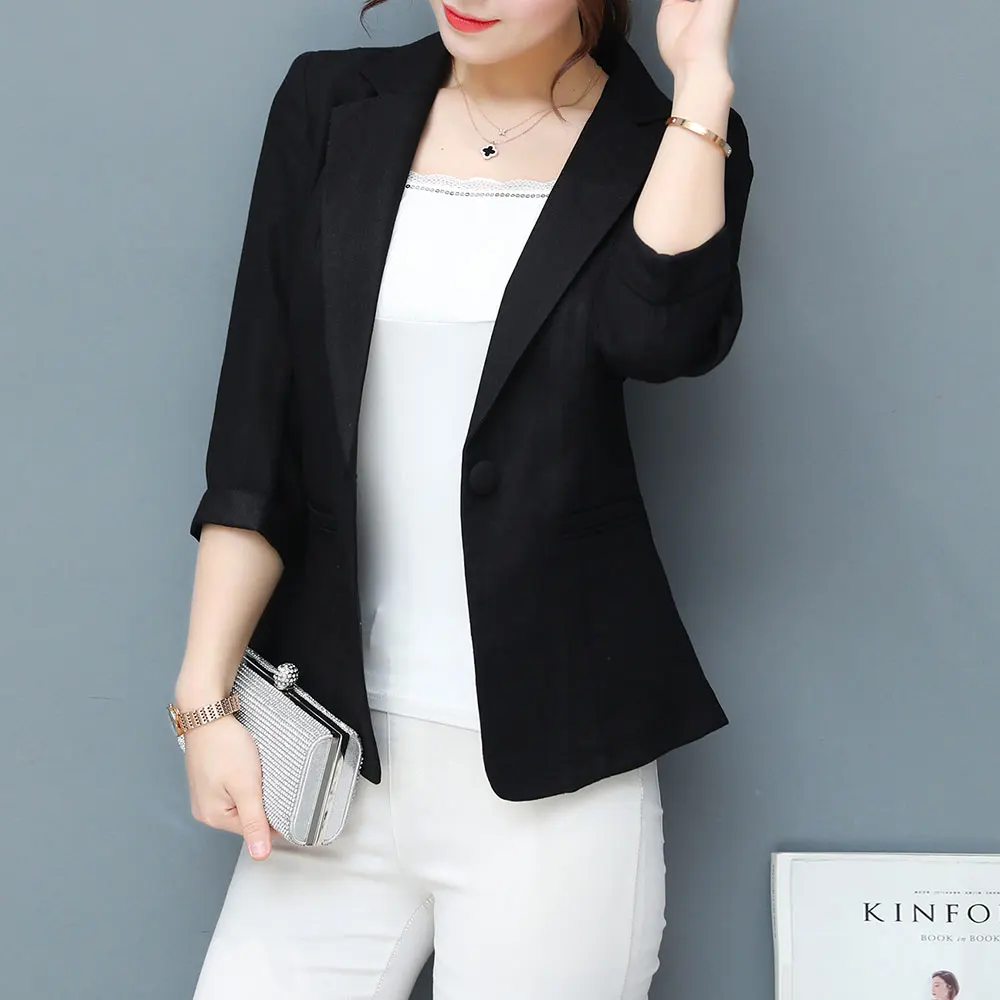 PinkyIsBlack 3/4 Sleeve Cotton Linen Ladies Blazer Women Suit jacket Female Feminine Blazer Summer Pink Blue White Black Blazer PinkyIsBlack 3/4 Sleeve Cotton Linen Ladies Blazer Women Suit jacket Female Feminine Blazer Summer Pink Blue White Black Blazer