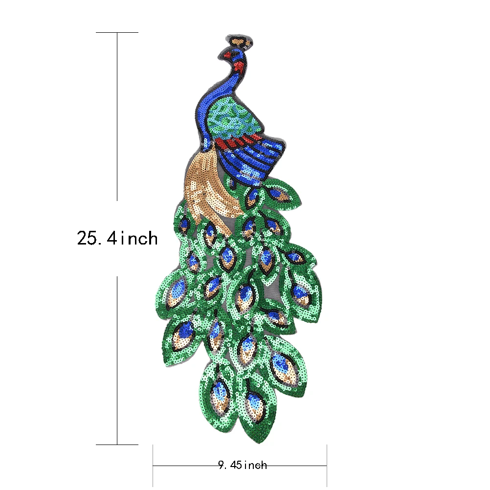 

Sequin Peacock Patch Embroidered Large Applique Patch Lace Embroidery Applique Sew On Sticker Patch Sewing Accessories