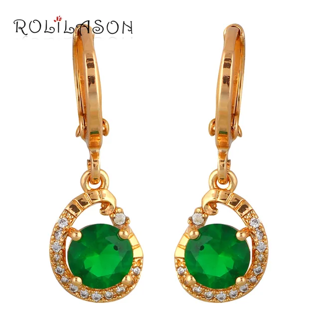 Aliexpress Rolilason Brand Design Peridot Dangle Earrings Rolilason Brand Design Peridot Dangle Earrings For Women Gold Tone Green Crystal Fashion Jewelry Drop