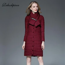 Rihschpiece зимняя ультра легкая куртка на утином пуху Женская длинная куртка с вышивкой длинная пуховая Осенняя Черная куртка RZF1515