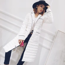 Контрастный цвет Зубчатый воротник Модные Белые куртки-пуховики на утином пуху женские пуховики Верхняя одежда осень зима