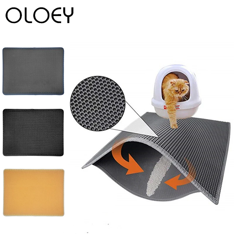 

Pets Cats Litter Mat Waterproof Portable Double-Layer EVA Cats Mat Surface Breathable Holes Clean Pad Products For Cats Supplies