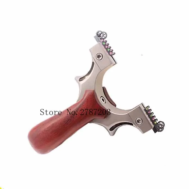 

High Quality 304 Stainless Steel +Wood Professional Catapult Slingshot 5 Aiming Hunting Slingshot Optical Fiber Catapult