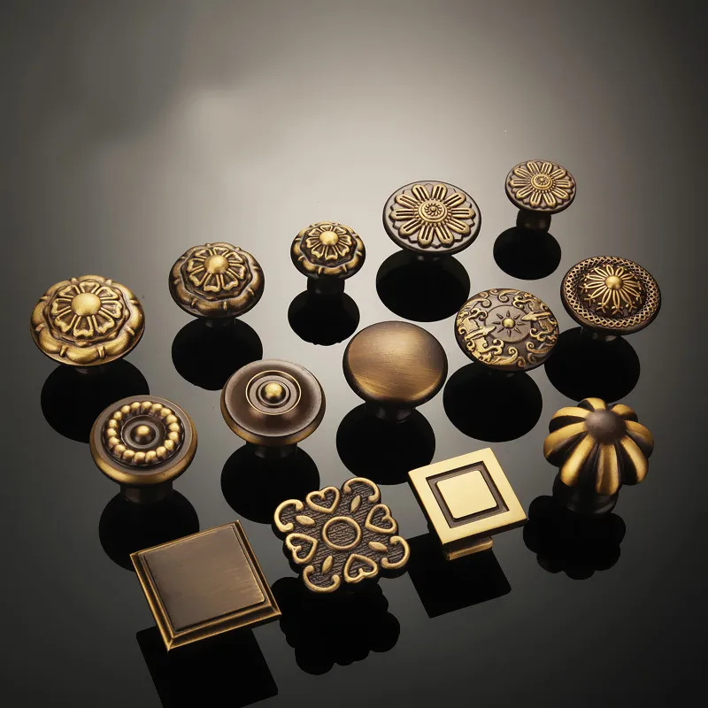 Color variety style Pulls copper Door Drawer Pulls Handle Knobs Furniture