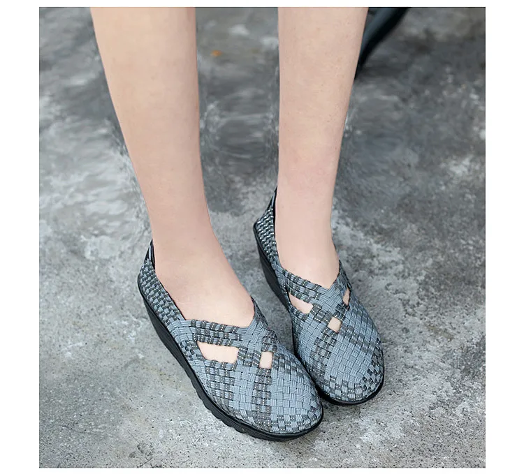 QJ 833 Elastic Fiber Woven Women Platform Shoes - 10