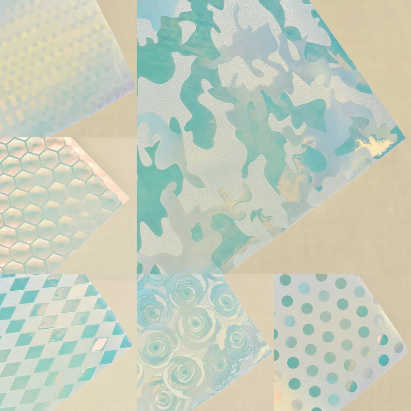 

A4 Size Iridescent Transparent Vinyl PVC Fabric 21x29cm Holographic Leather Fabric Diy Home Bowknot Bags