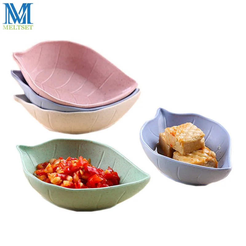 

1PC Leaf Shaped Wheat Straw Sauce Butter Dish Trays Ecofriendly PP Soy Sauce Vinegar Dishes Home Snack Plate Kitchen Tableware