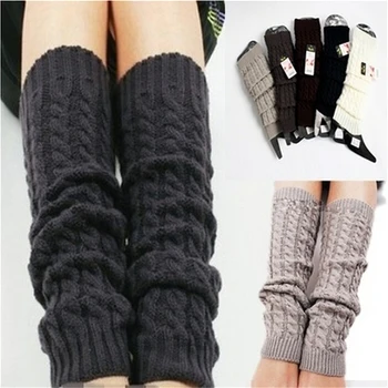 

Woman Thigh High Warm Knit Knitted Knee Socks Fashion Gaiters Boot Cuffs Black Leg Warmers for Women Christmas Gifts