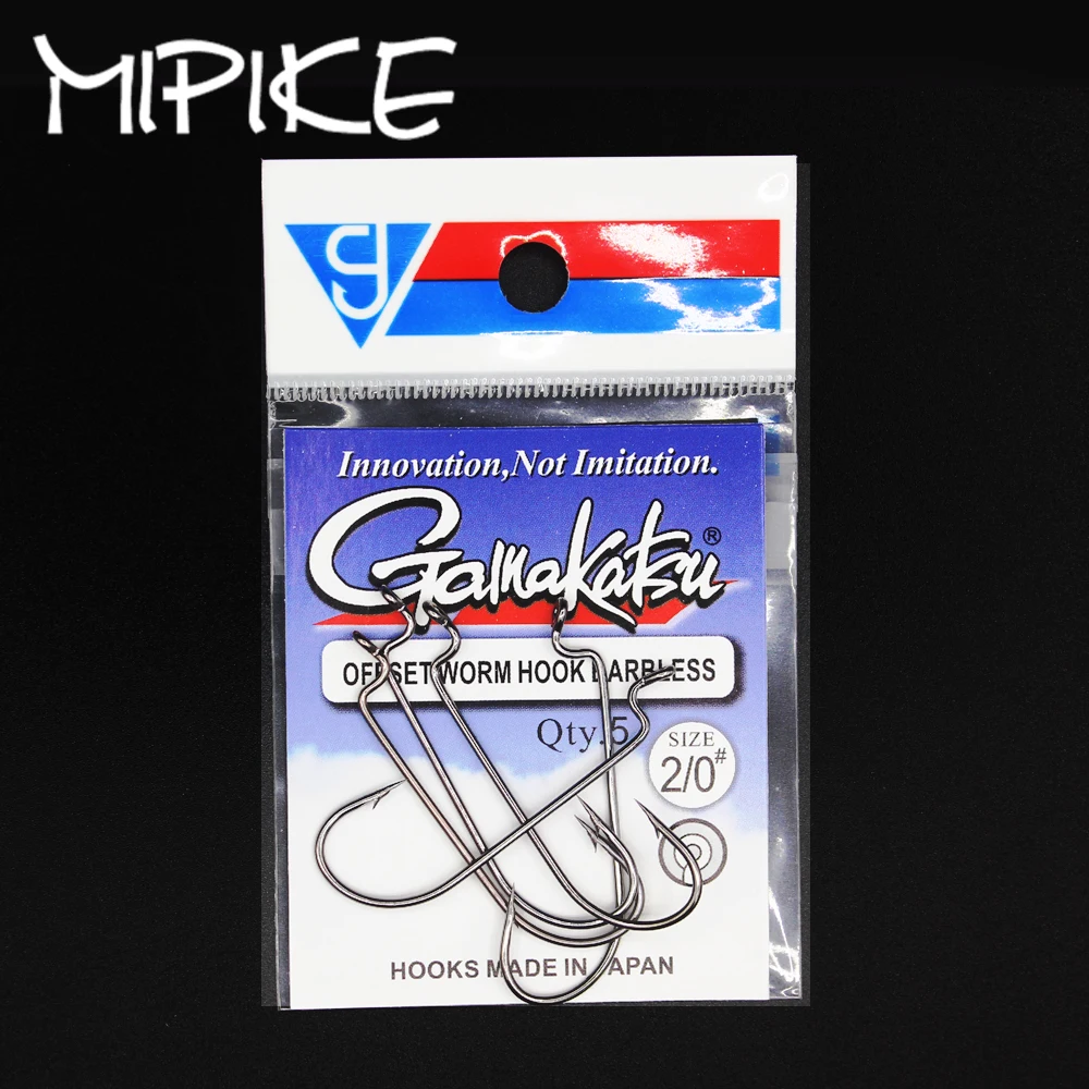 5pcs/lot Fishing Soft Worm Hooks Hi Carbon Steel Wide Super Lock Fishhooks Lure Softjerk Hooks 6#-5/0 Fishing Tackle gamakatsu