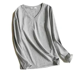 Новинка, тонкая Хлопковая женская рубашка с длинными рукавами и v-образным вырезом, осень 2018, женская верхняя одежда Харадзюку, топы