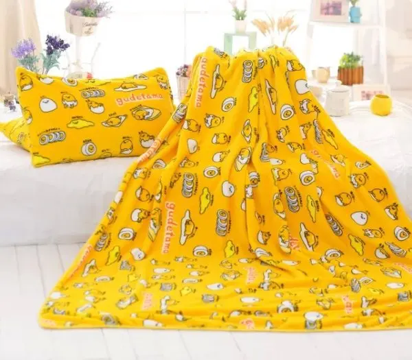 

1PCS Yellow gudetama Anime Blanket Plush Velvet Warm Decoration Soft Bed Home Pillows Throw Sofa Blankets Unisex Gifts NEW