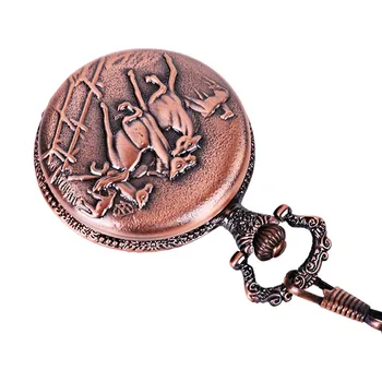 

New Classical Wind Pocket Watch Casual Wild Men And Women Couple Chain Watch Ancient Red Horse Galloping Matte Face Pocket Watch