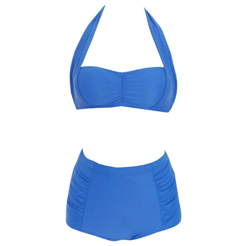 SAMEGAME High Waist Swimsuit 2019 New Bikinis Women Plus Size Swimwear Female Halter Top Push Up Large Size Bikini Set Sexy