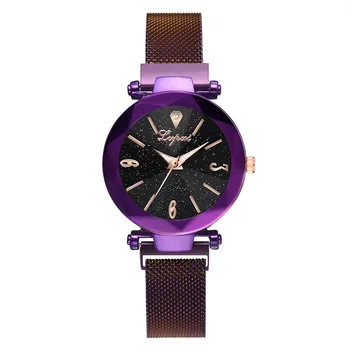 

Women Starry Sky Masonry Watch Mesh Magnet Strap Buckle Luxury Wrist Watch LL@17