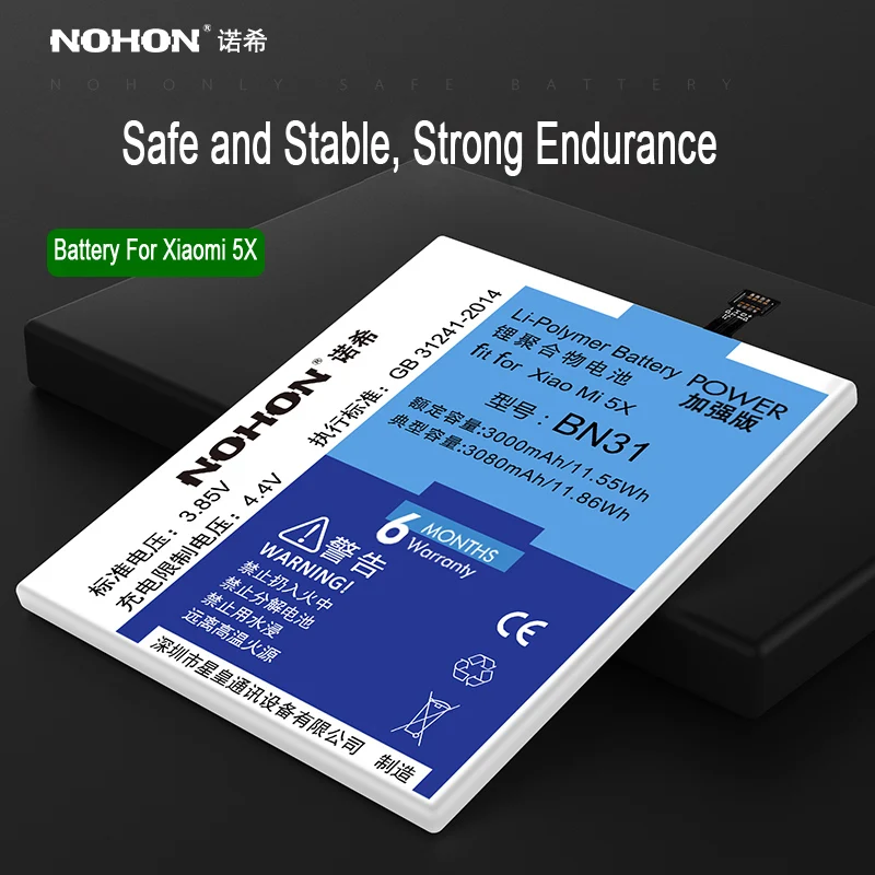 2019 оригинальный аккумулятор NOHON BN31 для Xiaomi Mi 5X Mi5X Redmi Note 5A Pro 3000 мАч|battery for xiaomi|mobile