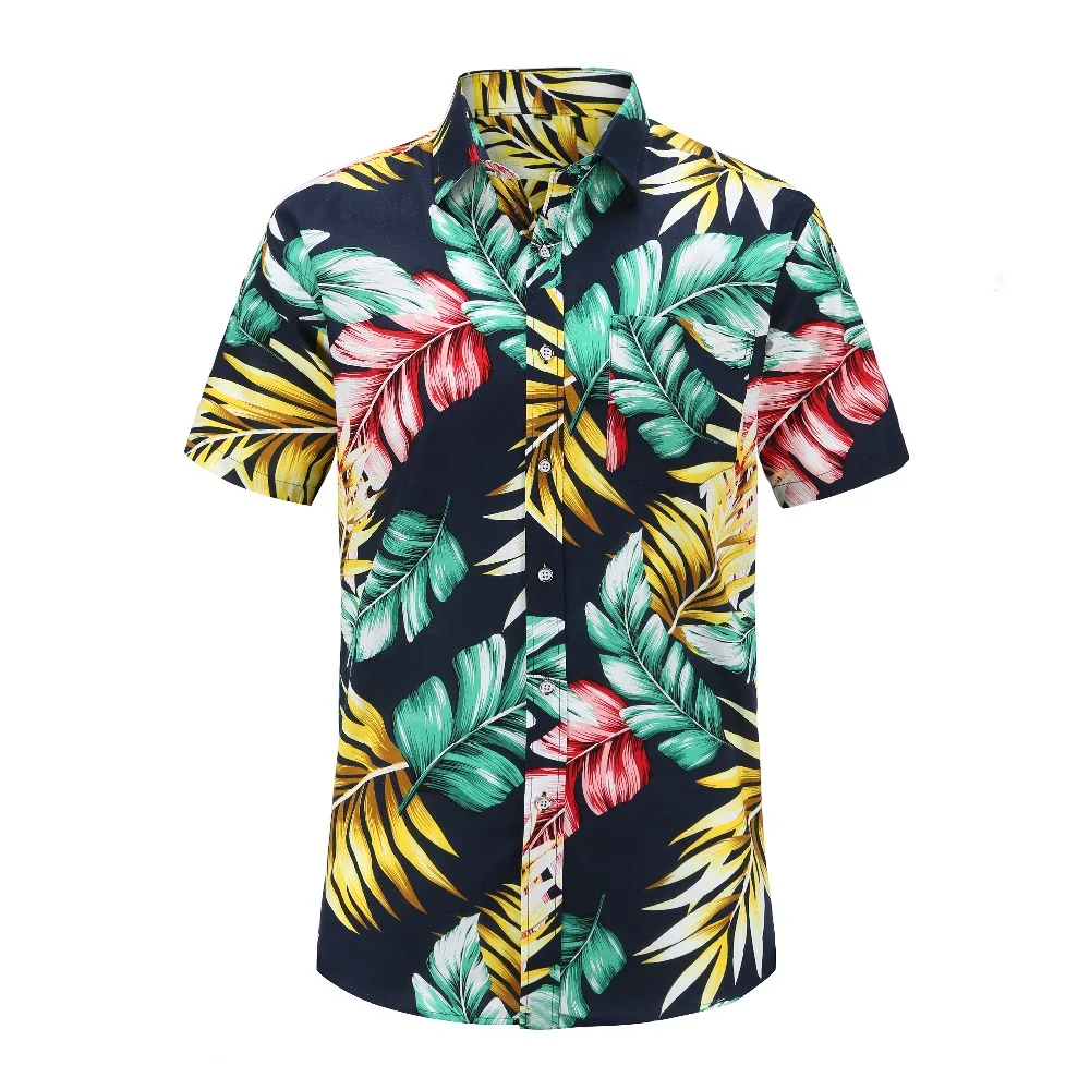 Мужская рубашка с коротким рукавом модная Повседневная стильная разноцветная рубашка с принтом Мужская Новая летняя модная сорочка Homme рубашки с воротником под горло