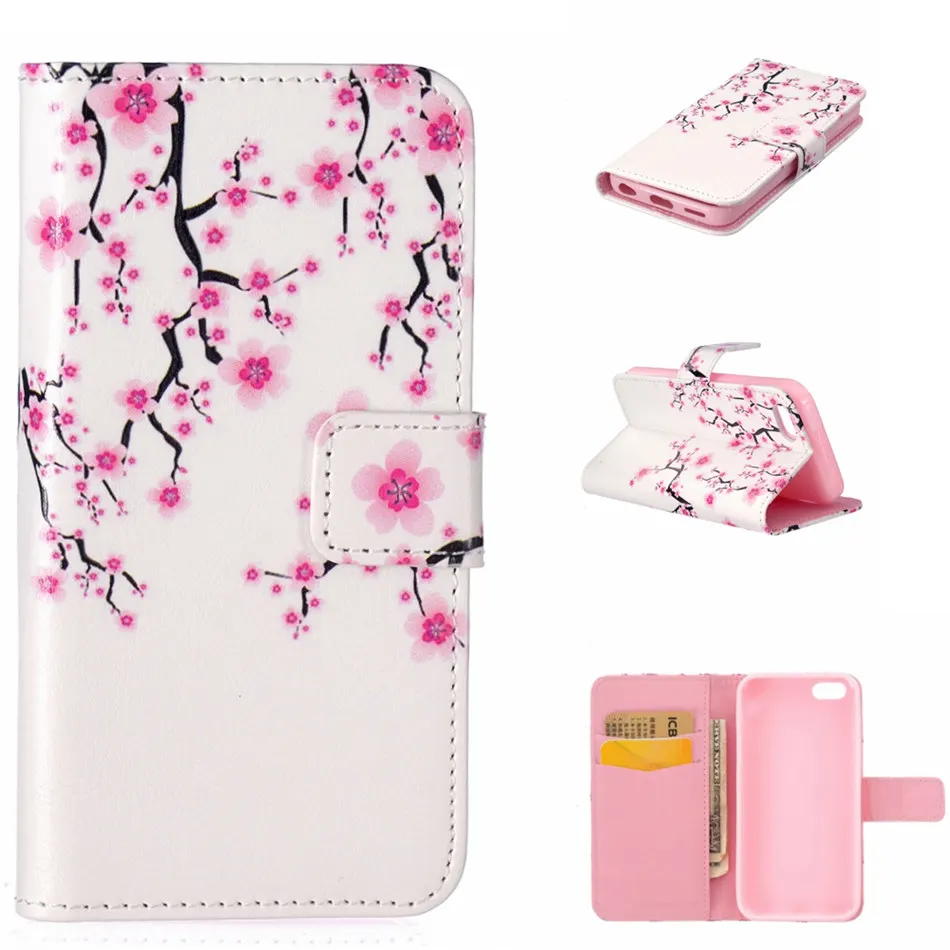 

Card Slot Cases Colored Painted Frame For apple iPhone X XS MAX XR 8 7 Plus 6S 5S SE Case Plum Bear Stand Capa Flip Fundas P10G